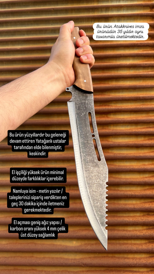 Dövme Çelik Orman Bıçağı- kamp - kılıflı - Piknik - İsim yazma