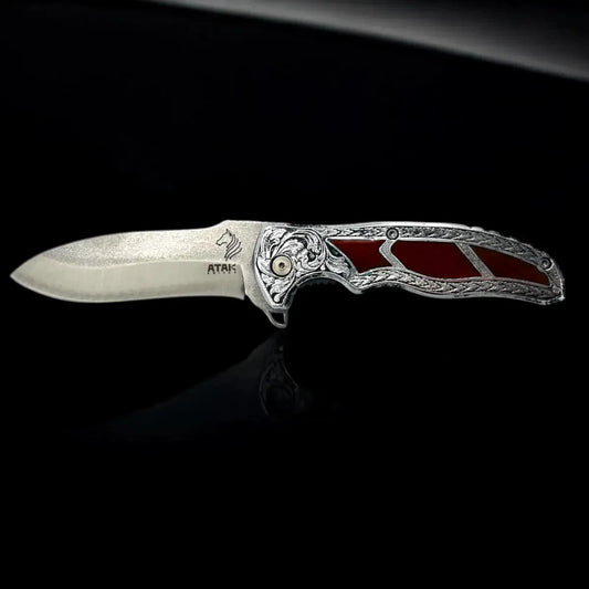 ATAK Sultan Model 4116 Işlemeli Koleksiyonluk Çakı Mürdüm - El Yapımı, Kişiye Özel Yazı, Isim