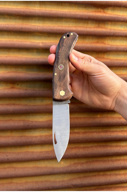 Ceviz Ağacı Saplı Çakı 4116 Paslanmaz - Kılıf - Erkek Hediye - 22 cm