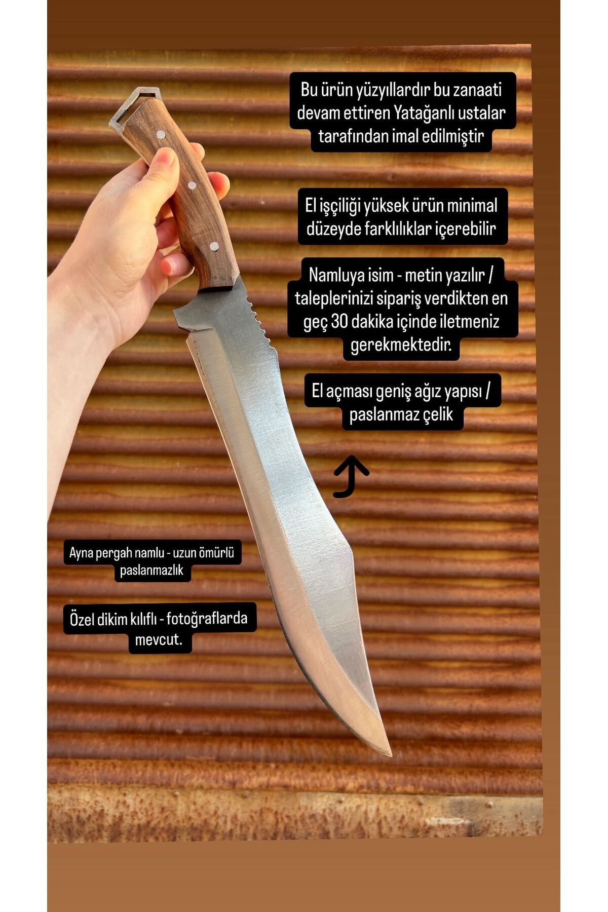 Paslanmaz Çelik Kamp Bıçağı / isim yazma / El işçiliği - Kılıflı - Hediyelik Outdoor Bıçak