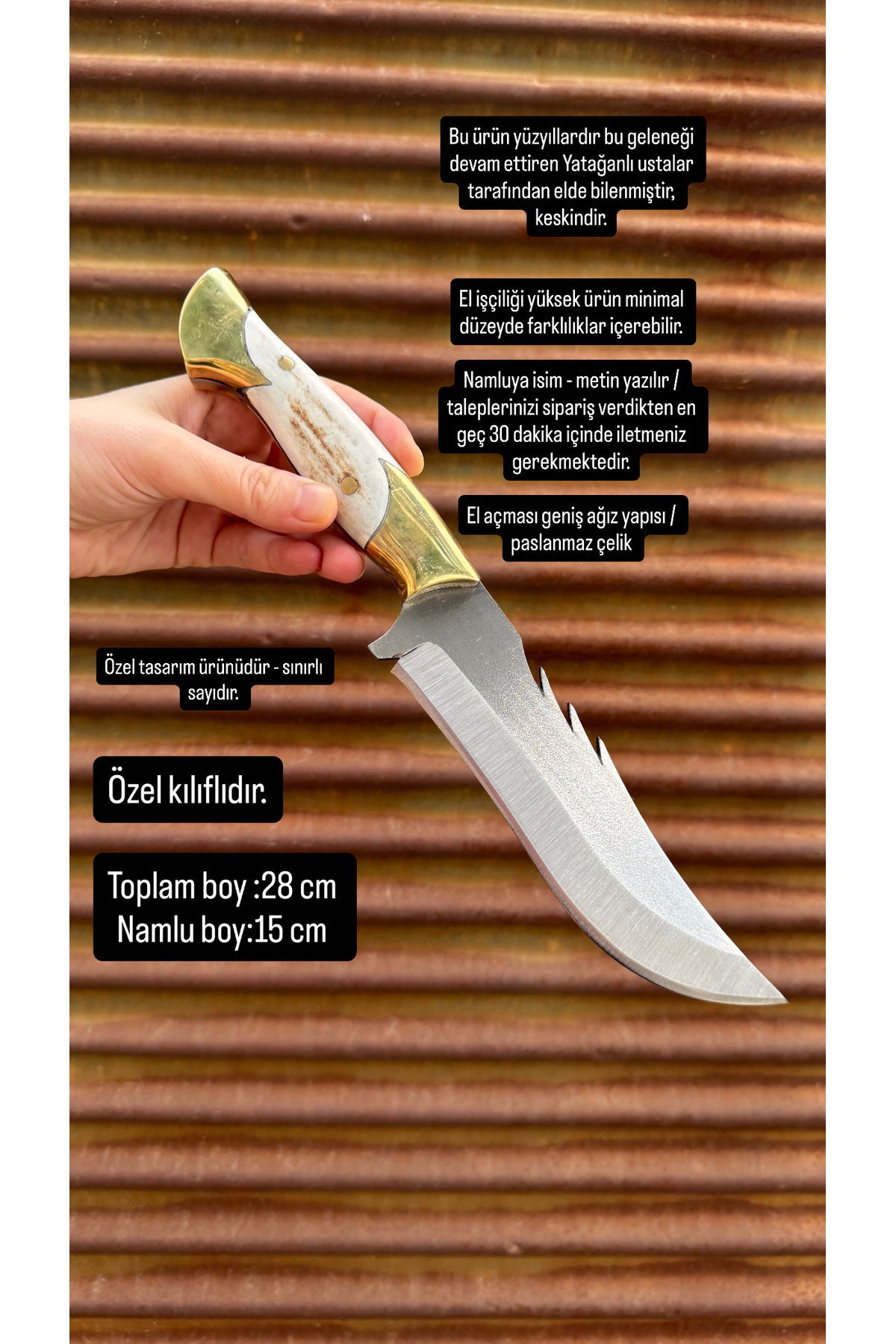Özel üretim kamp dağ outdoor bıçağı Nadir model - Hediyelik isim yazma kılıflı - Hobi