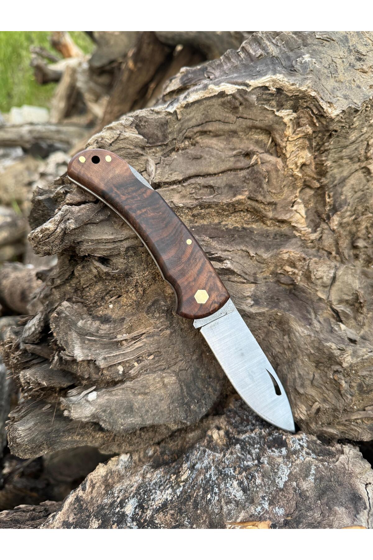 Ceviz Ağacı Saplı Çakı 4116 Paslanmaz - Kılıf - Erkek Hediye - 19 Cm