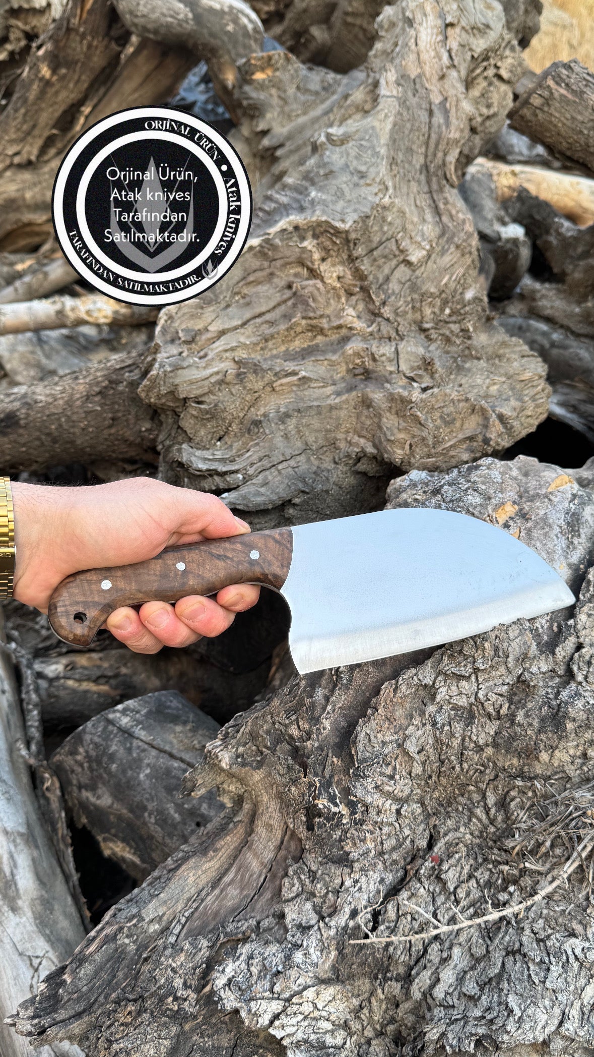 El Yapımı Ağaç Saplı ALMAZAN Şef Bıçağı - Kişiye Özel YAZI, İSİM