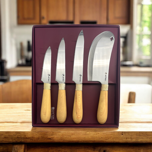 Atak Delight 4'lü Mutfak Bıçağı Seti Soft Bambu Kaplama ( Makinede Yıkanabilir ) - Çeyiz Seti